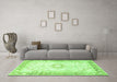 Machine Washable Persian Green Traditional Area Rugs in a Living Room,, wshtr4783grn