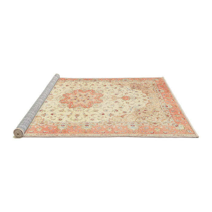 Sideview of Machine Washable Traditional Gold Rug, wshtr4784