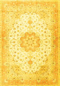 Medallion Yellow Traditional Rug, tr4784yw