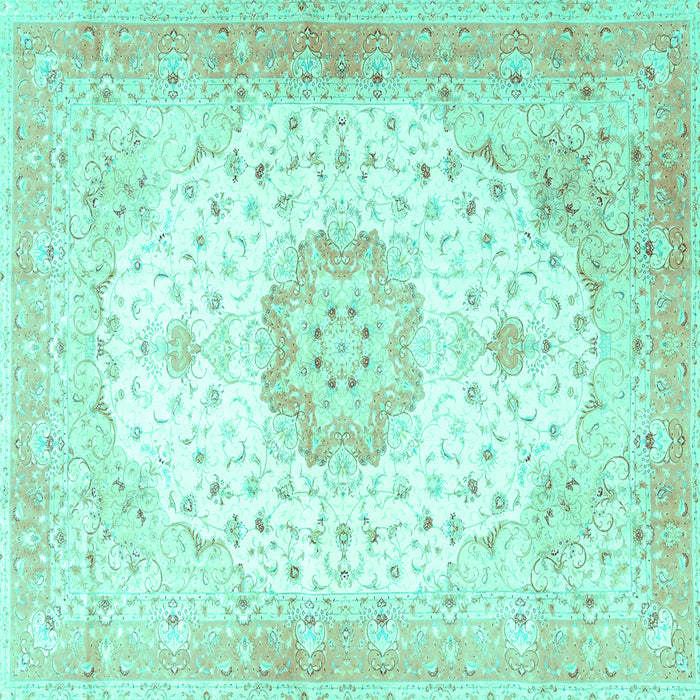 Square Medallion Turquoise Traditional Rug, tr4784turq
