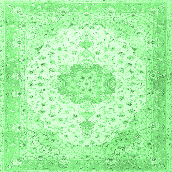 Square Medallion Emerald Green Traditional Rug, tr4784emgrn