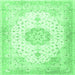 Square Medallion Emerald Green Traditional Rug, tr4784emgrn