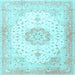 Square Medallion Light Blue Traditional Rug, tr4784lblu