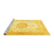 Sideview of Machine Washable Medallion Yellow Traditional Rug, wshtr4784yw