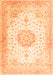 Serging Thickness of Machine Washable Medallion Orange Traditional Area Rugs, wshtr4784org