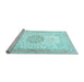 Sideview of Machine Washable Medallion Light Blue Traditional Rug, wshtr4784lblu