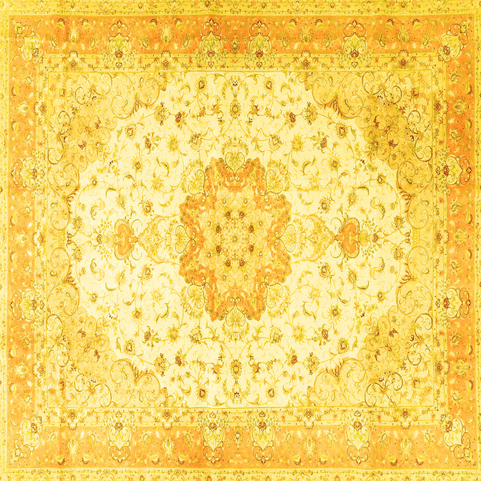 Square Medallion Yellow Traditional Rug, tr4784yw