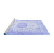 Sideview of Machine Washable Medallion Blue Traditional Rug, wshtr4784blu