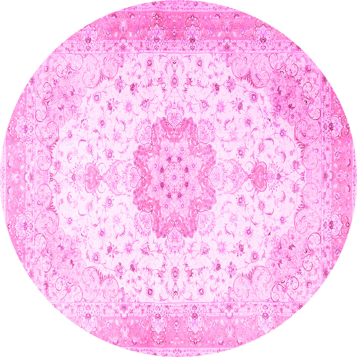 Round Medallion Pink Traditional Rug, tr4784pnk