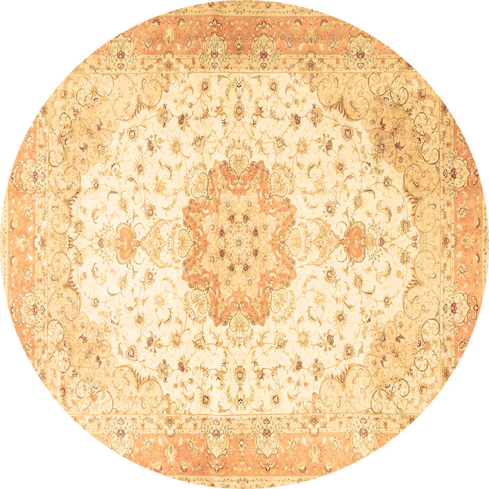 Round Medallion Brown Traditional Rug, tr4784brn