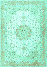 Medallion Turquoise Traditional Rug, tr4784turq