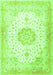 Serging Thickness of Machine Washable Medallion Green Traditional Area Rugs, wshtr4784grn