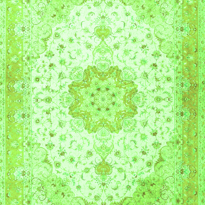 Serging Thickness of Machine Washable Medallion Green Traditional Area Rugs, wshtr4784grn