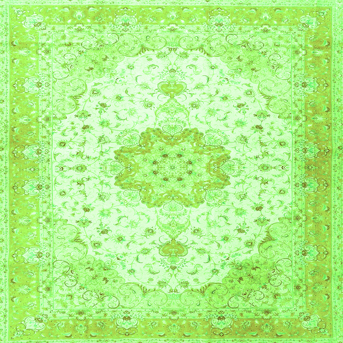 Round Machine Washable Medallion Green Traditional Area Rugs, wshtr4784grn