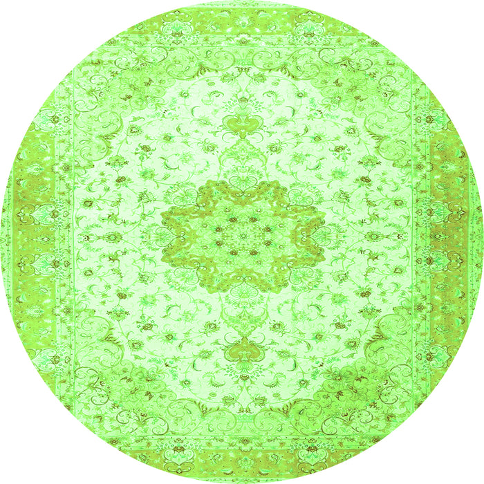 Square Medallion Green Traditional Rug, tr4784grn