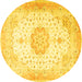 Round Medallion Yellow Traditional Rug, tr4784yw