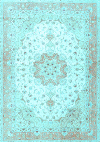 Medallion Light Blue Traditional Rug, tr4784lblu