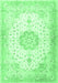 Machine Washable Medallion Emerald Green Traditional Area Rugs, wshtr4784emgrn