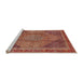 Sideview of Machine Washable Traditional Sunrise Orange Rug, wshtr4785