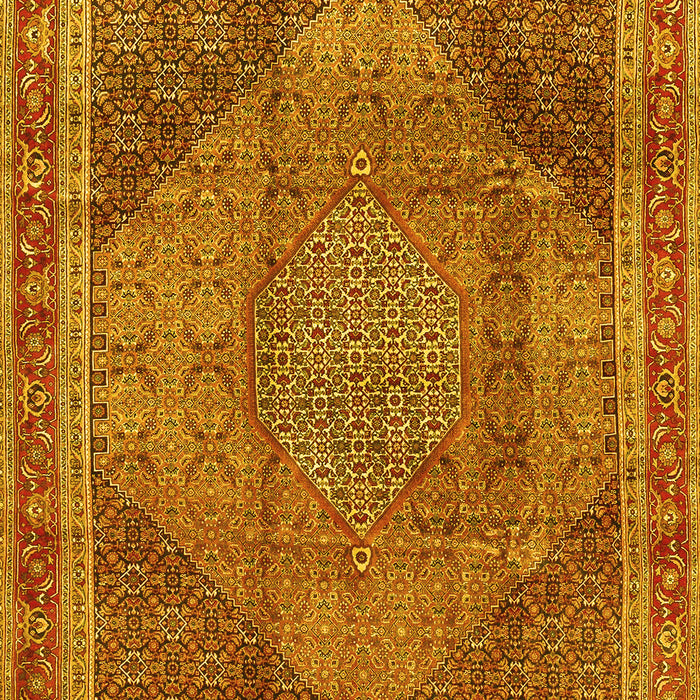Machine Washable Medallion Yellow Traditional Rug, wshtr4785yw