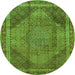 Square Medallion Green Traditional Rug, tr4785grn