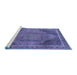 Sideview of Machine Washable Medallion Blue Traditional Rug, wshtr4785blu