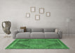 Machine Washable Medallion Emerald Green Traditional Area Rugs in a Living Room,, wshtr4785emgrn