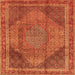 Serging Thickness of Medallion Orange Traditional Rug, tr4785org