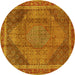 Round Medallion Yellow Traditional Rug, tr4785yw