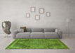 Machine Washable Medallion Green Traditional Area Rugs in a Living Room,, wshtr4785grn