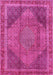 Machine Washable Medallion Pink Traditional Rug, wshtr4785pnk