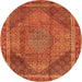 Machine Washable Medallion Orange Traditional Area Rugs, wshtr4785org