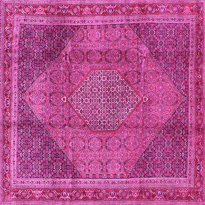 Square Machine Washable Medallion Pink Traditional Rug, wshtr4785pnk