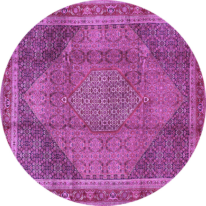 Round Machine Washable Medallion Purple Traditional Area Rugs, wshtr4785pur