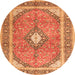 Machine Washable Medallion Orange Traditional Area Rugs, wshtr4786org