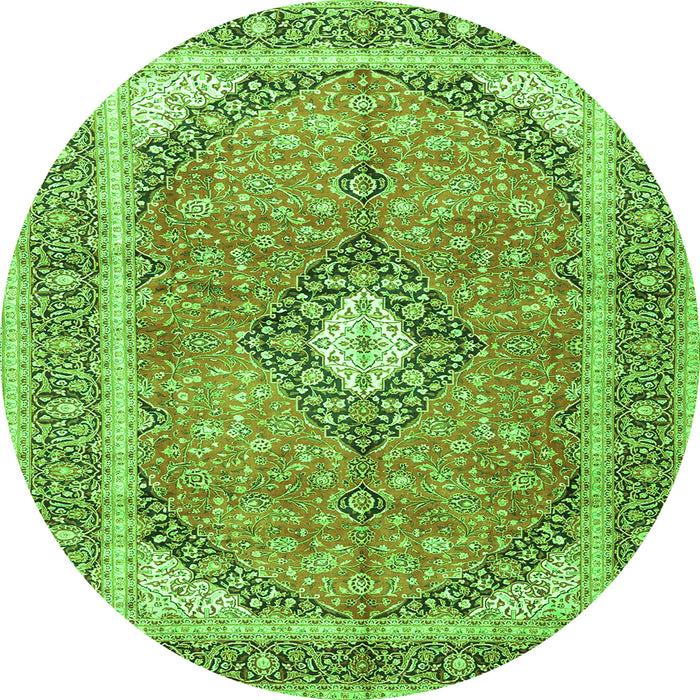 Square Medallion Green Traditional Rug, tr4786grn