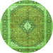 Square Medallion Green Traditional Rug, tr4786grn