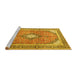 Sideview of Machine Washable Medallion Yellow Traditional Rug, wshtr4786yw