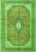 Serging Thickness of Machine Washable Medallion Green Traditional Area Rugs, wshtr4786grn