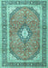 Machine Washable Medallion Turquoise Traditional Area Rugs, wshtr4786turq