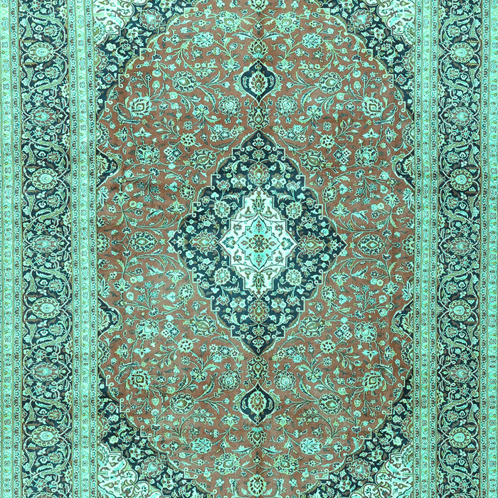 Machine Washable Medallion Turquoise Traditional Area Rugs, wshtr4786turq