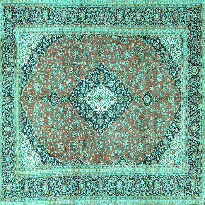 Square Medallion Turquoise Traditional Rug, tr4786turq