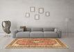 Machine Washable Medallion Brown Traditional Rug in a Living Room,, wshtr4786brn