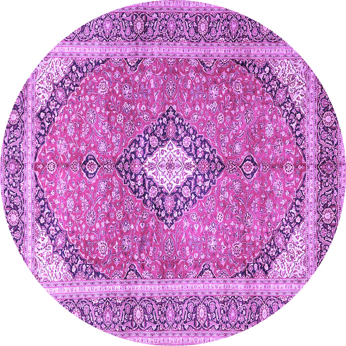 Round Medallion Purple Traditional Rug, tr4786pur