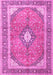 Machine Washable Medallion Pink Traditional Rug, wshtr4786pnk