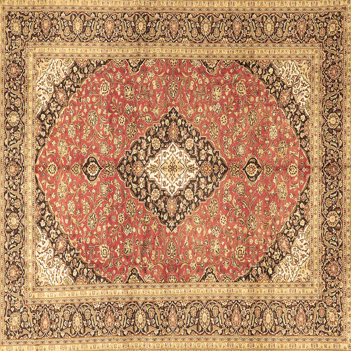 Square Machine Washable Medallion Brown Traditional Rug, wshtr4786brn