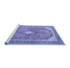 Sideview of Machine Washable Medallion Blue Traditional Rug, wshtr4786blu