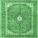 Square Medallion Emerald Green Traditional Rug, tr4786emgrn