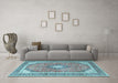 Machine Washable Medallion Light Blue Traditional Rug in a Living Room, wshtr4786lblu