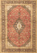 Machine Washable Medallion Brown Traditional Rug, wshtr4786brn